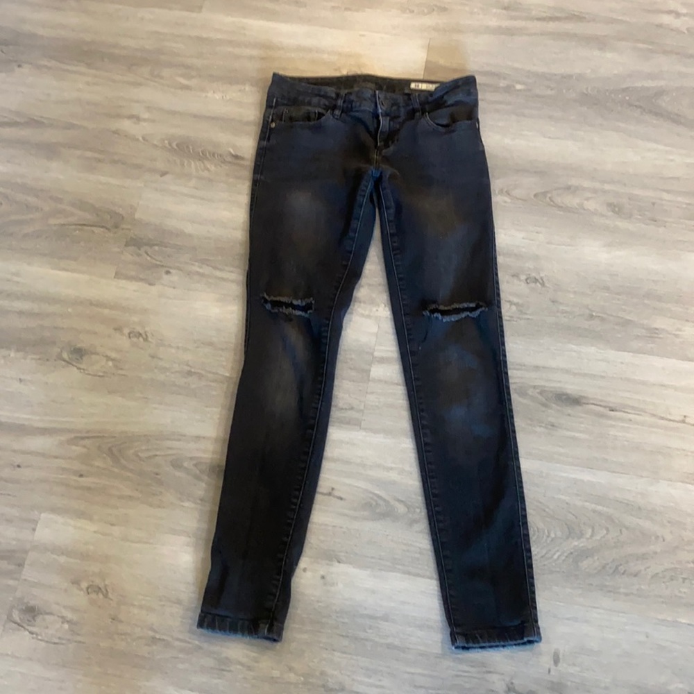 Zara black distressed jeans size 4